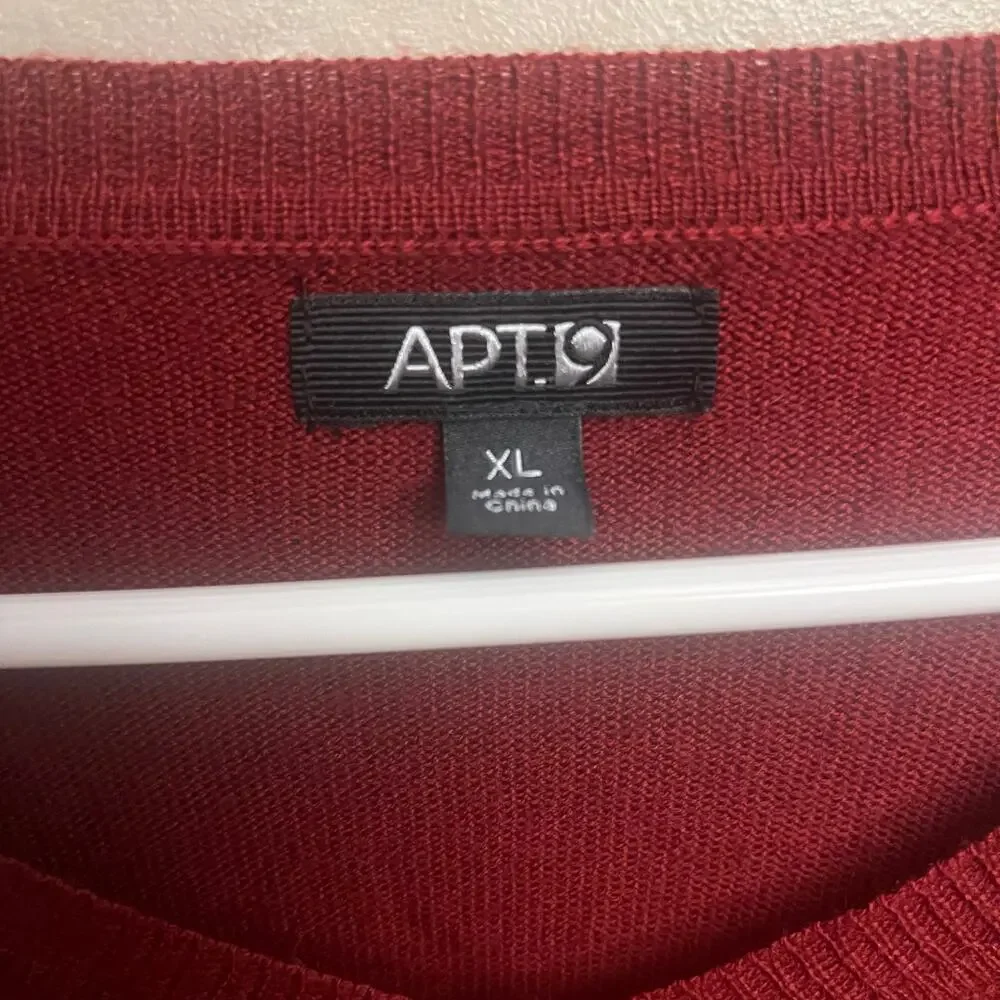 Apt. 9 XL Vintage Argyle Diamond V-Neck Sweater Red Gray XL